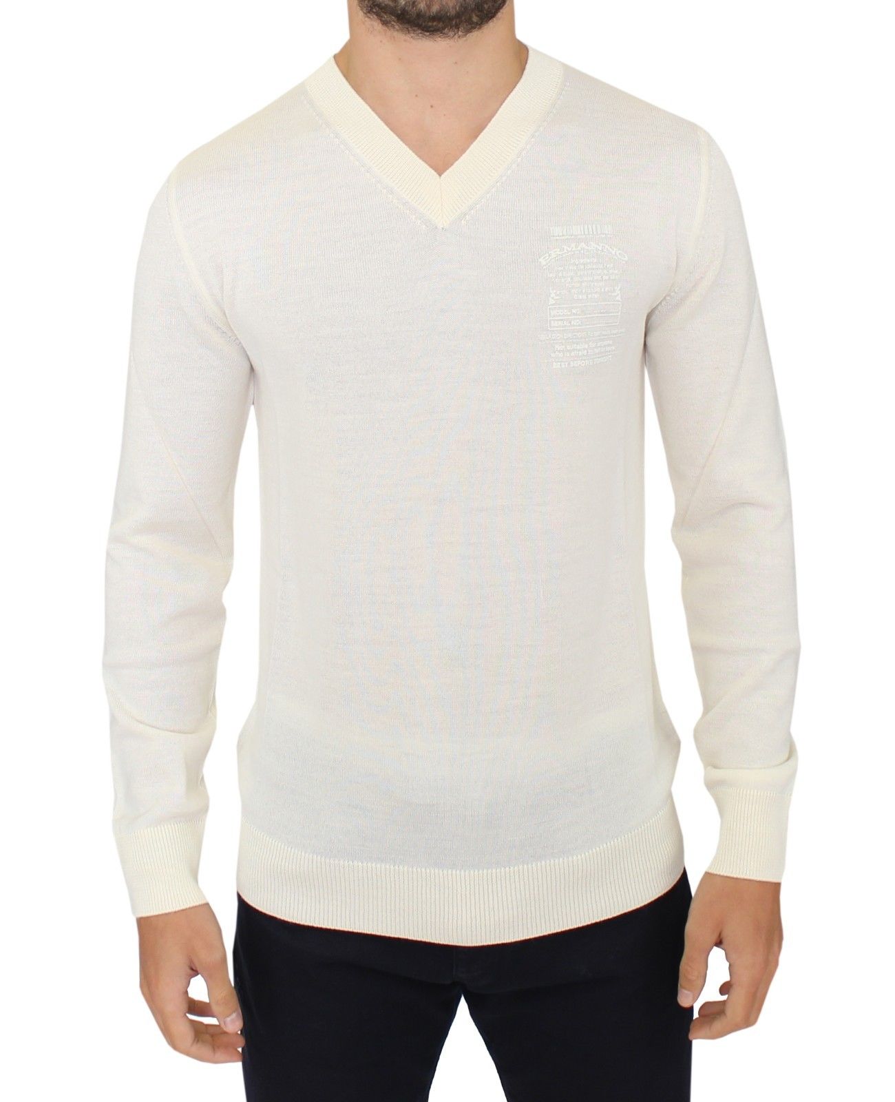 Ermanno Scervino Off White wool-blend V-neck sweater